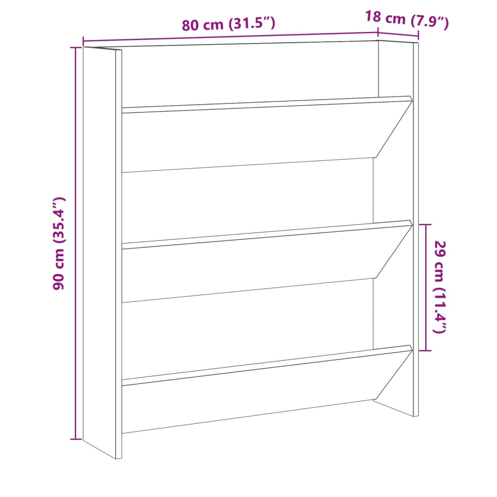 vidaXL Armoire à chaussures murale chêne artisanal bois d'ingénierie