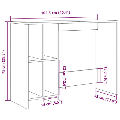 vidaXL Bureau vieux bois 102,5x35x75 cm bois d'ingénierie