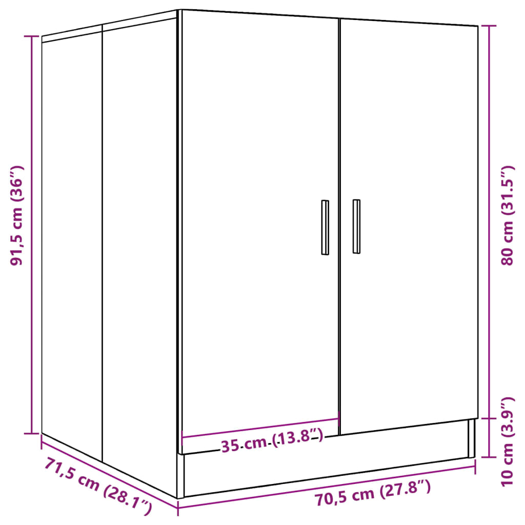 vidaXL Meuble pour machine à laver vieux bois 70,5x71,5x91,5 cm