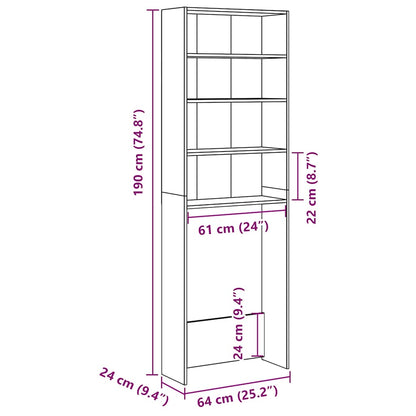 vidaXL Meuble pour machine à laver vieux bois 64x24x190 cm