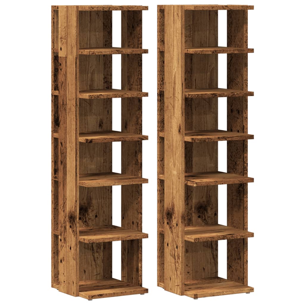 vidaXL Armoires à chaussures 2 pcs vieux bois bois d'ingénierie