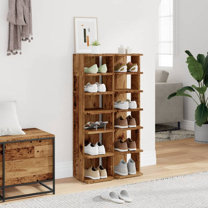 vidaXL Armoires à chaussures 2 pcs vieux bois bois d'ingénierie