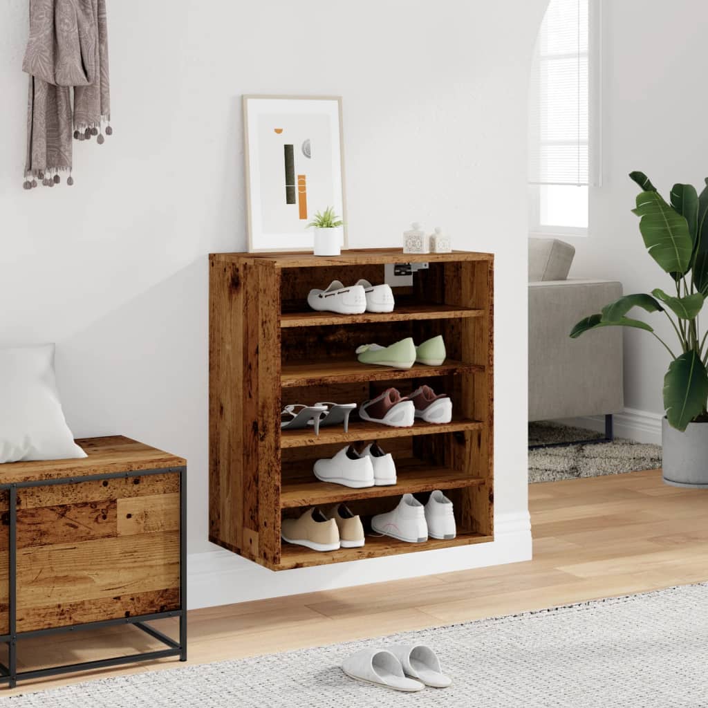 vidaXL Armoire à chaussures vieux bois 60x35x70 cm bois d'ingénierie