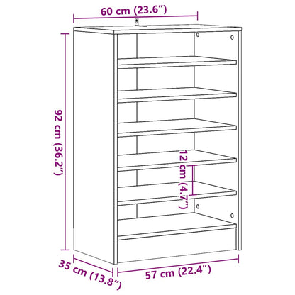 vidaXL Armoire à chaussures vieux bois 60x35x92 cm bois d'ingénierie