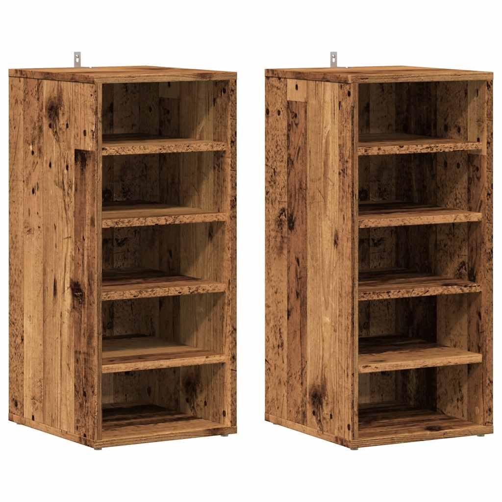 vidaXL Armoires à chaussures 2 pcs vieux bois bois d'ingénierie