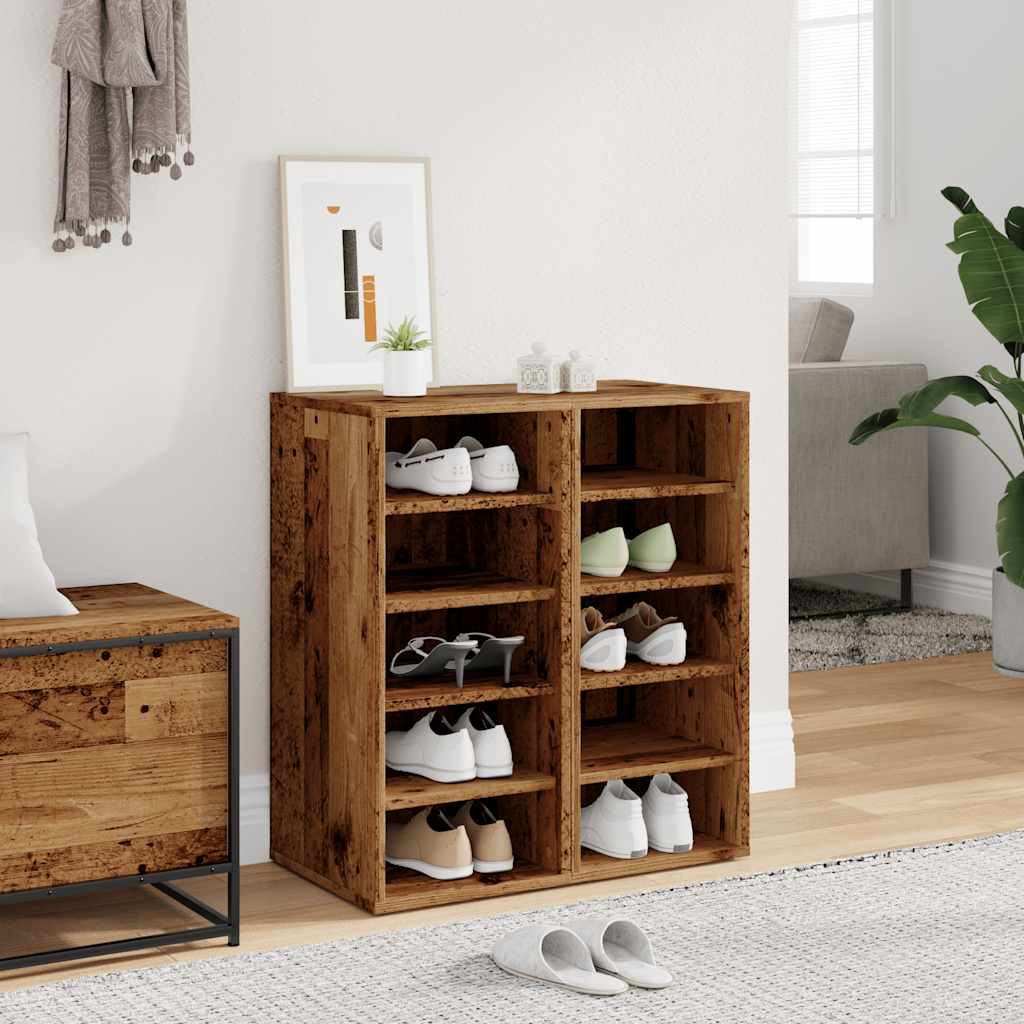 vidaXL Armoires à chaussures 2 pcs vieux bois bois d'ingénierie