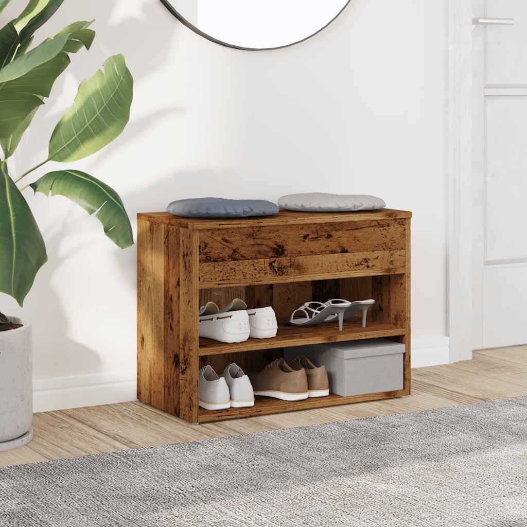vidaXL Banc à chaussures vieux bois 60x30x45 cm bois d'ingénierie