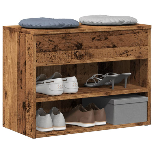 vidaXL Banc à chaussures vieux bois 60x30x45 cm bois d'ingénierie