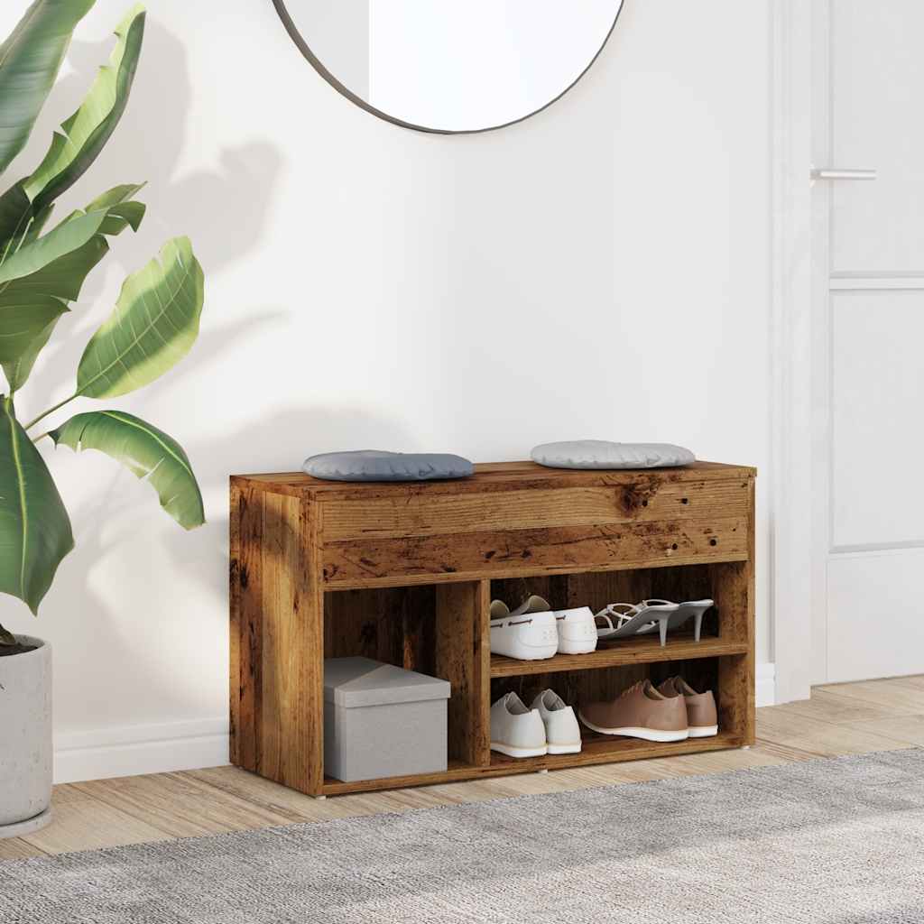 vidaXL Banc à chaussures vieux bois 80x30x45 cm bois d'ingénierie