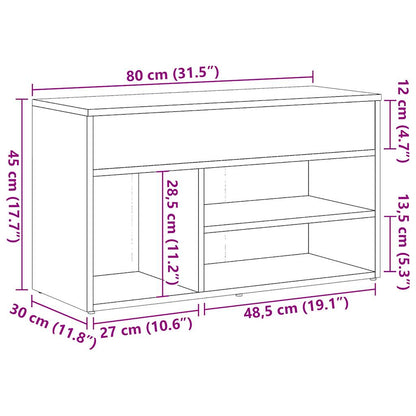 vidaXL Banc à chaussures vieux bois 80x30x45 cm bois d'ingénierie