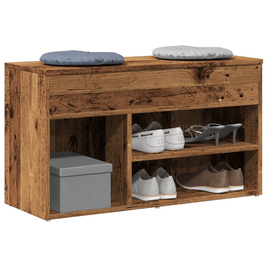 vidaXL Banc à chaussures vieux bois 80x30x45 cm bois d'ingénierie
