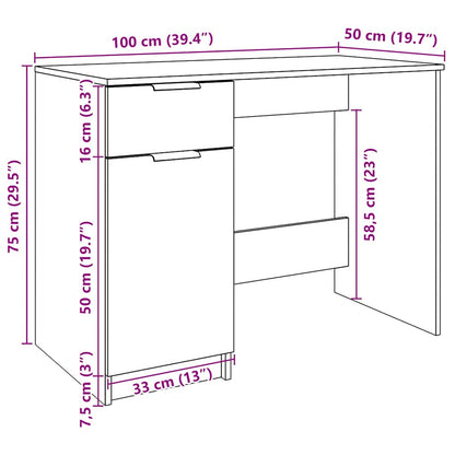 vidaXL Bureau vieux bois 100x50x75 cm bois d'ingénierie