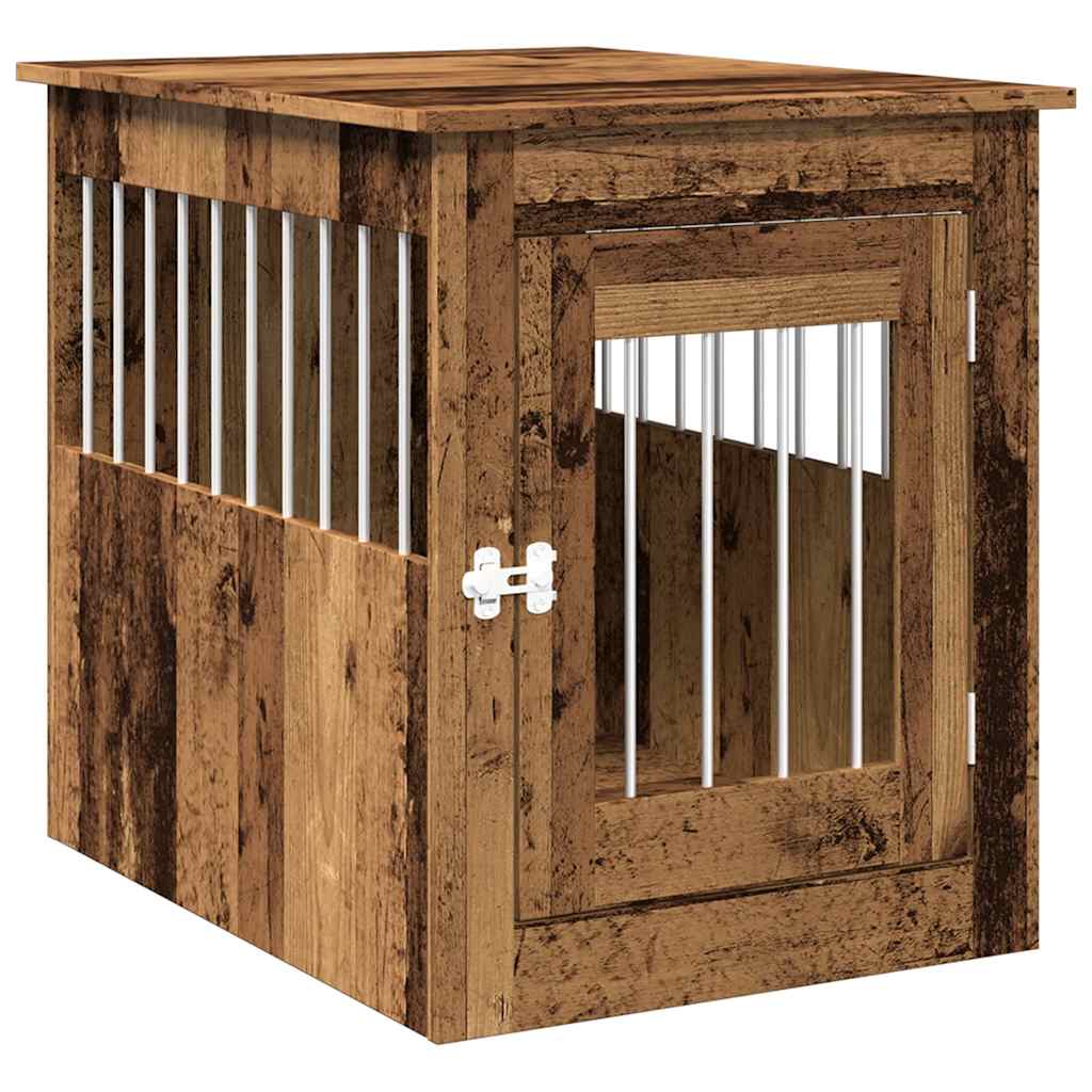 vidaXL Meuble de cage chiens vieux bois 55x75x65 cm bois d'ingénierie