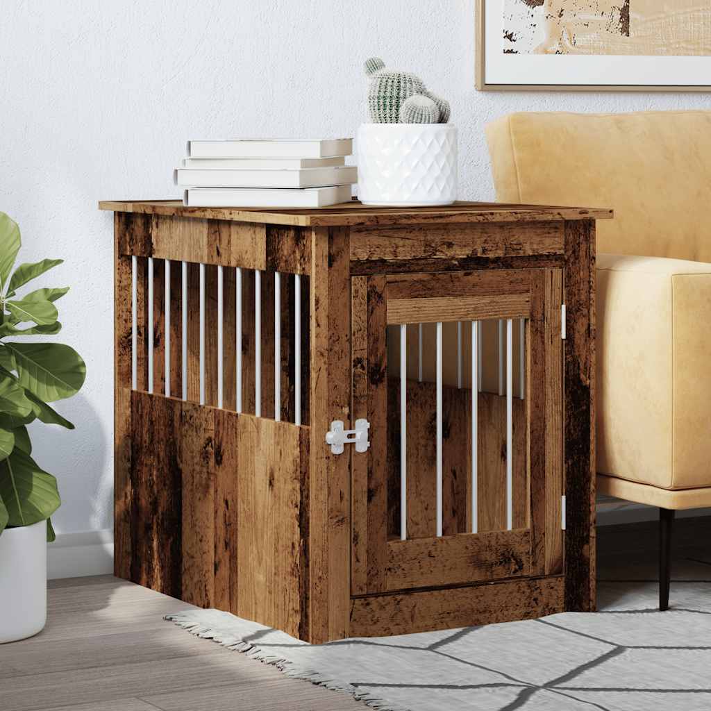 vidaXL Meuble de cage chiens vieux bois 55x75x65 cm bois d'ingénierie