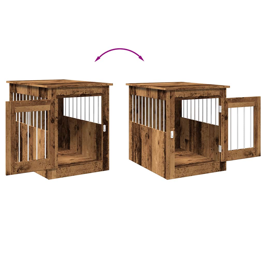 vidaXL Meuble de cage chiens vieux bois 55x75x65 cm bois d'ingénierie