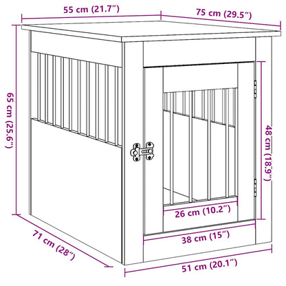 vidaXL Meuble de cage chiens vieux bois 55x75x65 cm bois d'ingénierie
