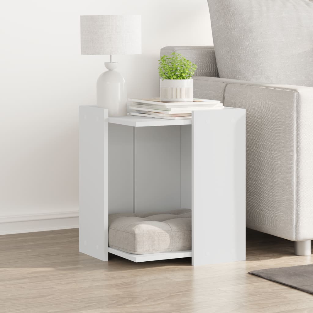 vidaXL Meuble de bac à litière pour chat blanc bois d'ingénierie