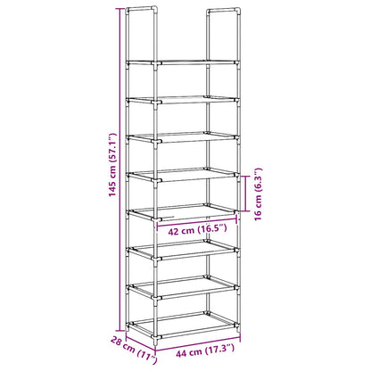 vidaXL Étagère à chaussures 8 niveaux 44x28x145 cm tissu non-tissé