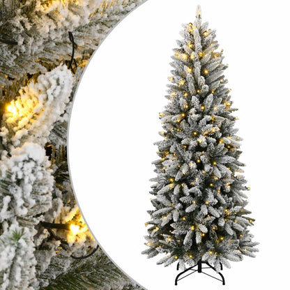 vidaXL Sapin de Noël artificiel 300 LED et neige floquée 180 cm