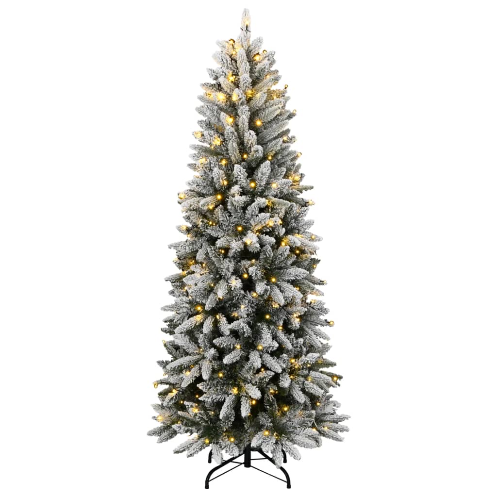 vidaXL Sapin de Noël artificiel 300 LED et neige floquée 180 cm