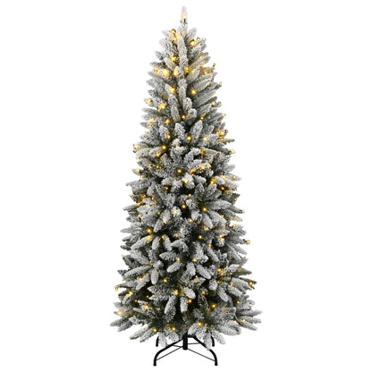 vidaXL Sapin de Noël artificiel 300 LED et neige floquée 180 cm