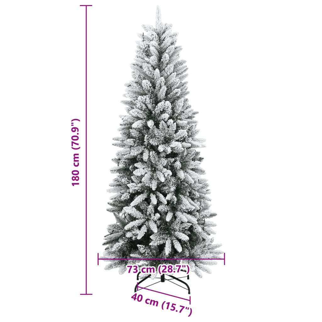 vidaXL Sapin de Noël artificiel 300 LED et neige floquée 180 cm