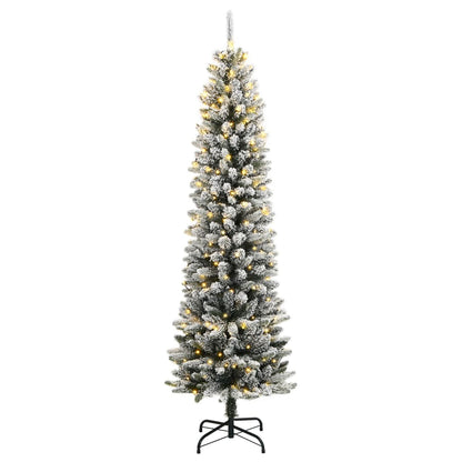 vidaXL Sapin de Noël artificiel 150 LED et neige floquée 150 cm