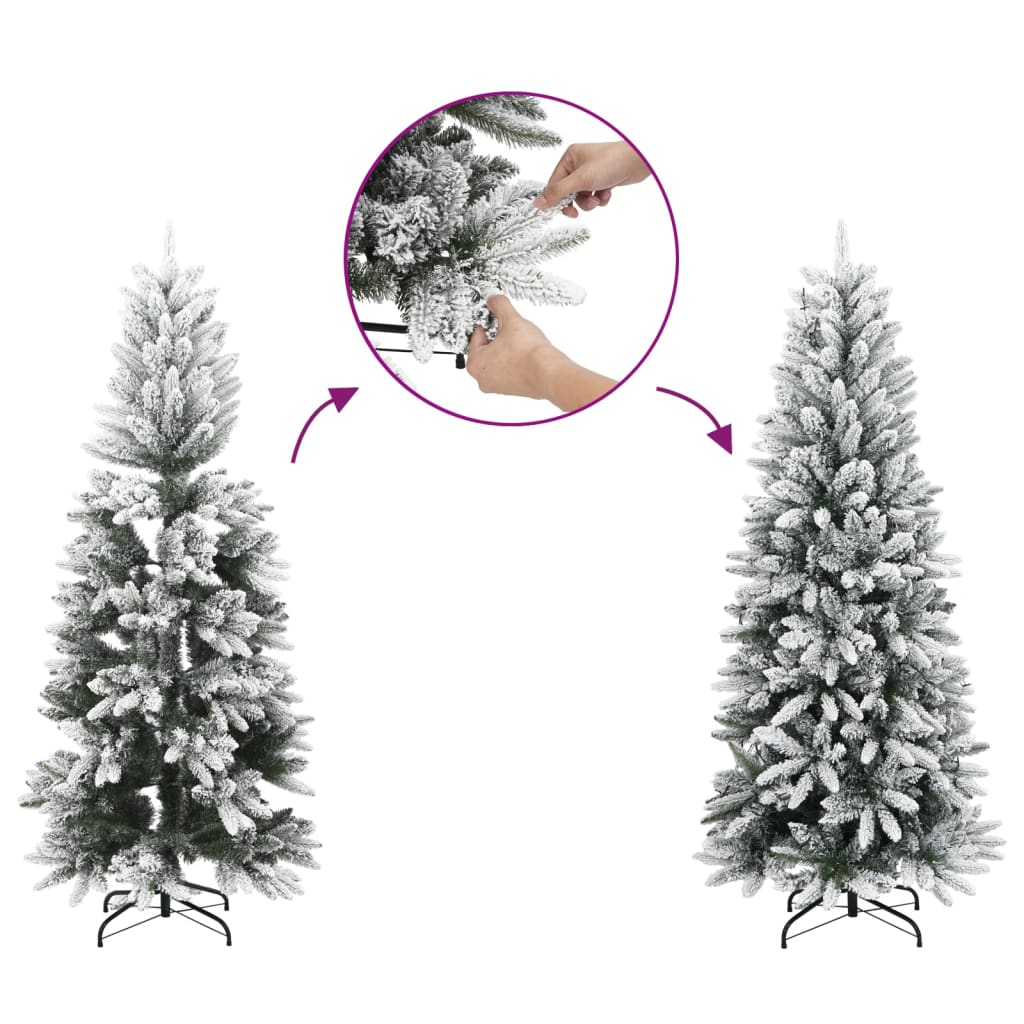 vidaXL Sapin de Noël artificiel 150 LED et neige floquée 150 cm