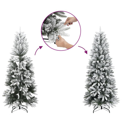vidaXL Sapin de Noël artificiel 150 LED et neige floquée 150 cm