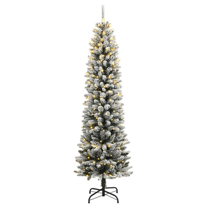 vidaXL Sapin de Noël artificiel 300 LED et neige floquée 240 cm