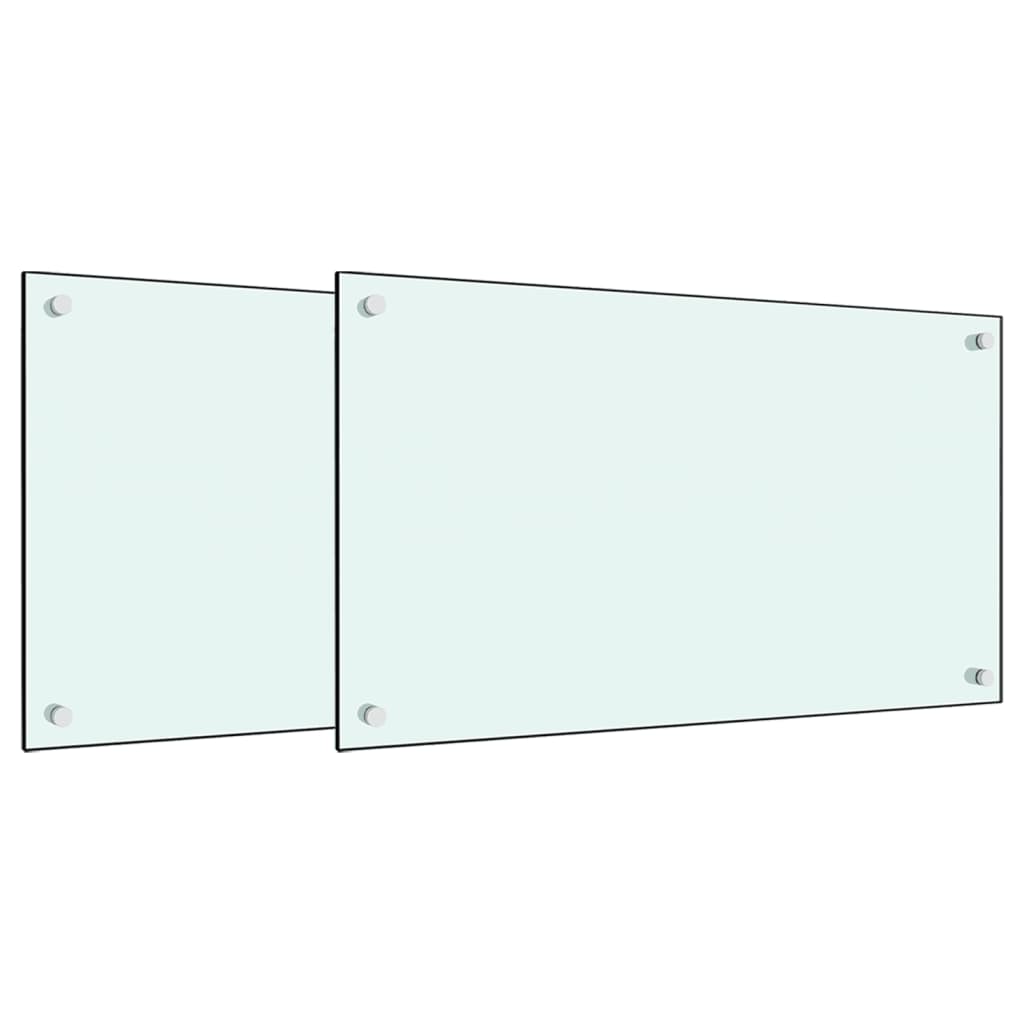 vidaXL Dosserets de cuisine 2 pcs blanc 70x60 cm verre trempé