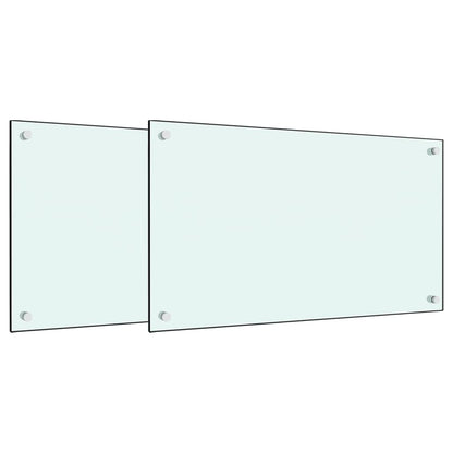 vidaXL Dosserets de cuisine 2 pcs blanc 70x60 cm verre trempé