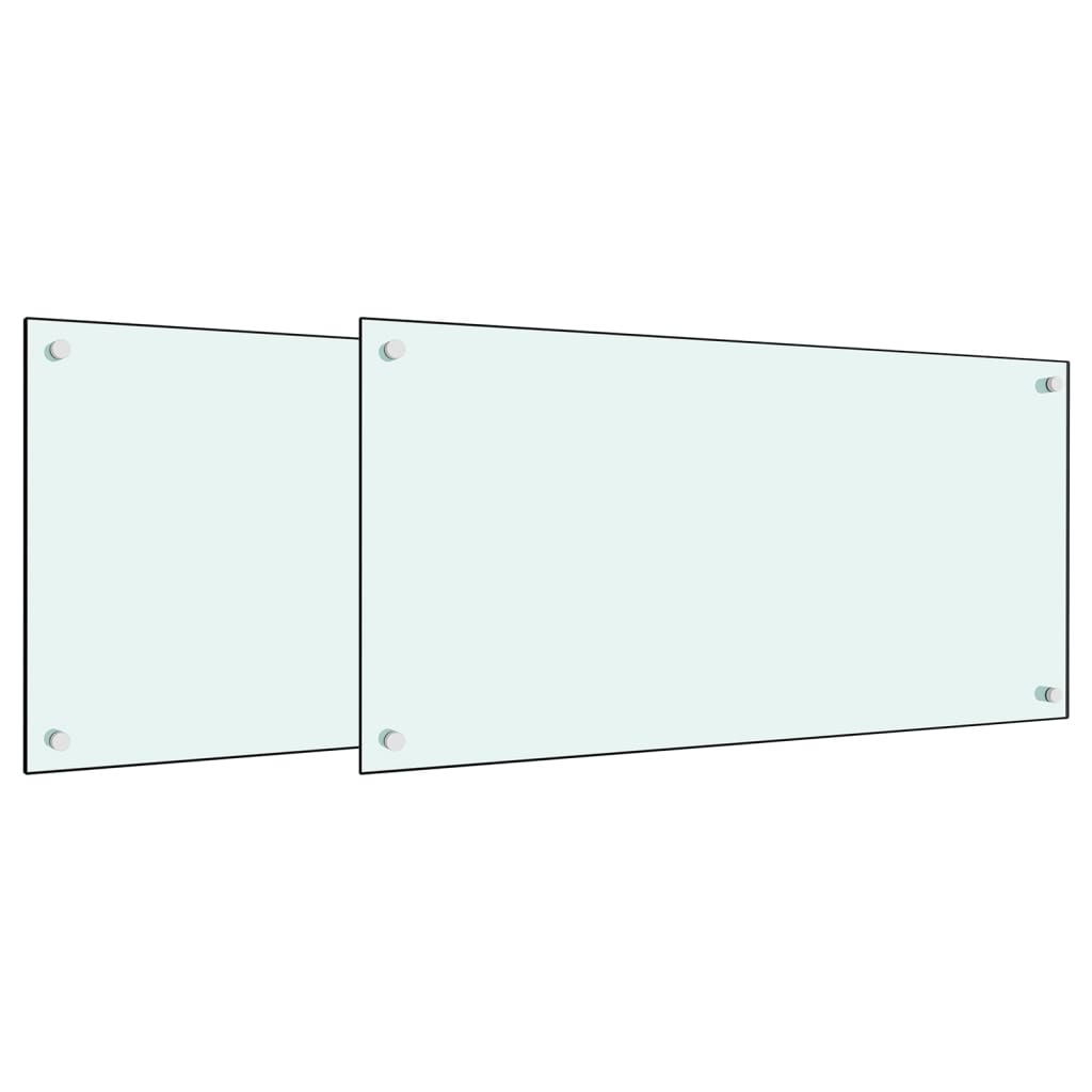 vidaXL Dosserets de cuisine 2 pcs blanc 80x40 cm verre trempé