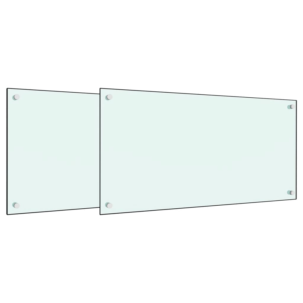 vidaXL Dosserets de cuisine 2 pcs blanc 80x50 cm verre trempé