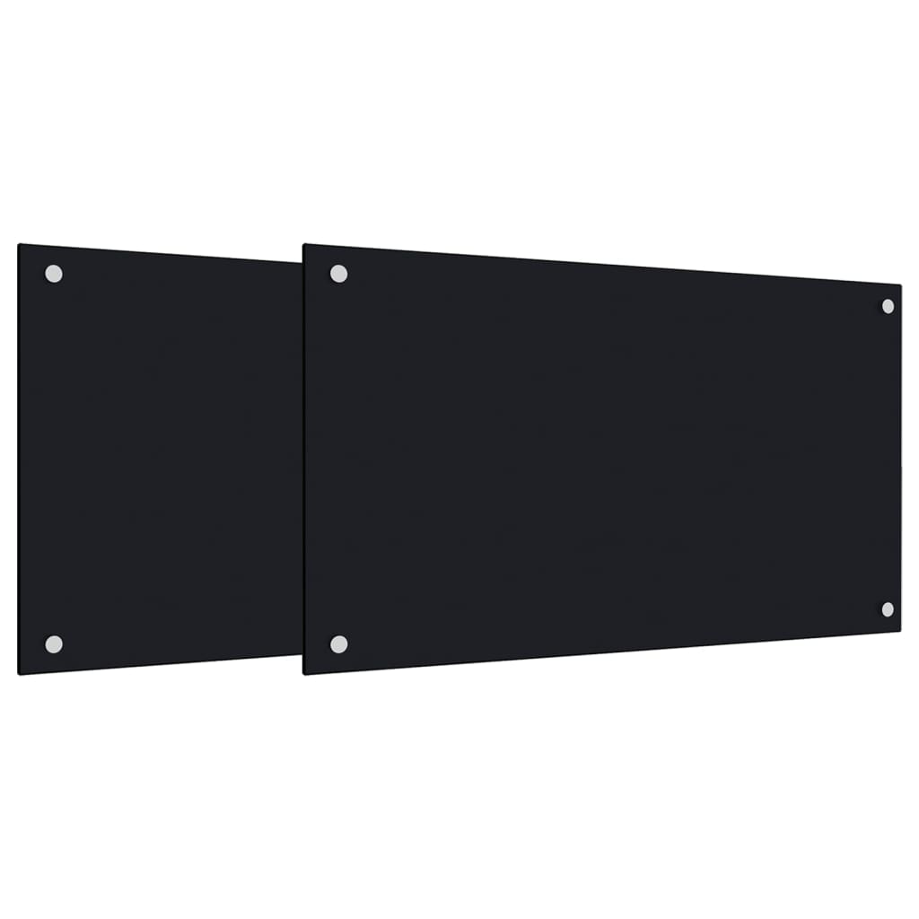 vidaXL Dosserets de cuisine 2 pcs noir 70x40 cm verre trempé