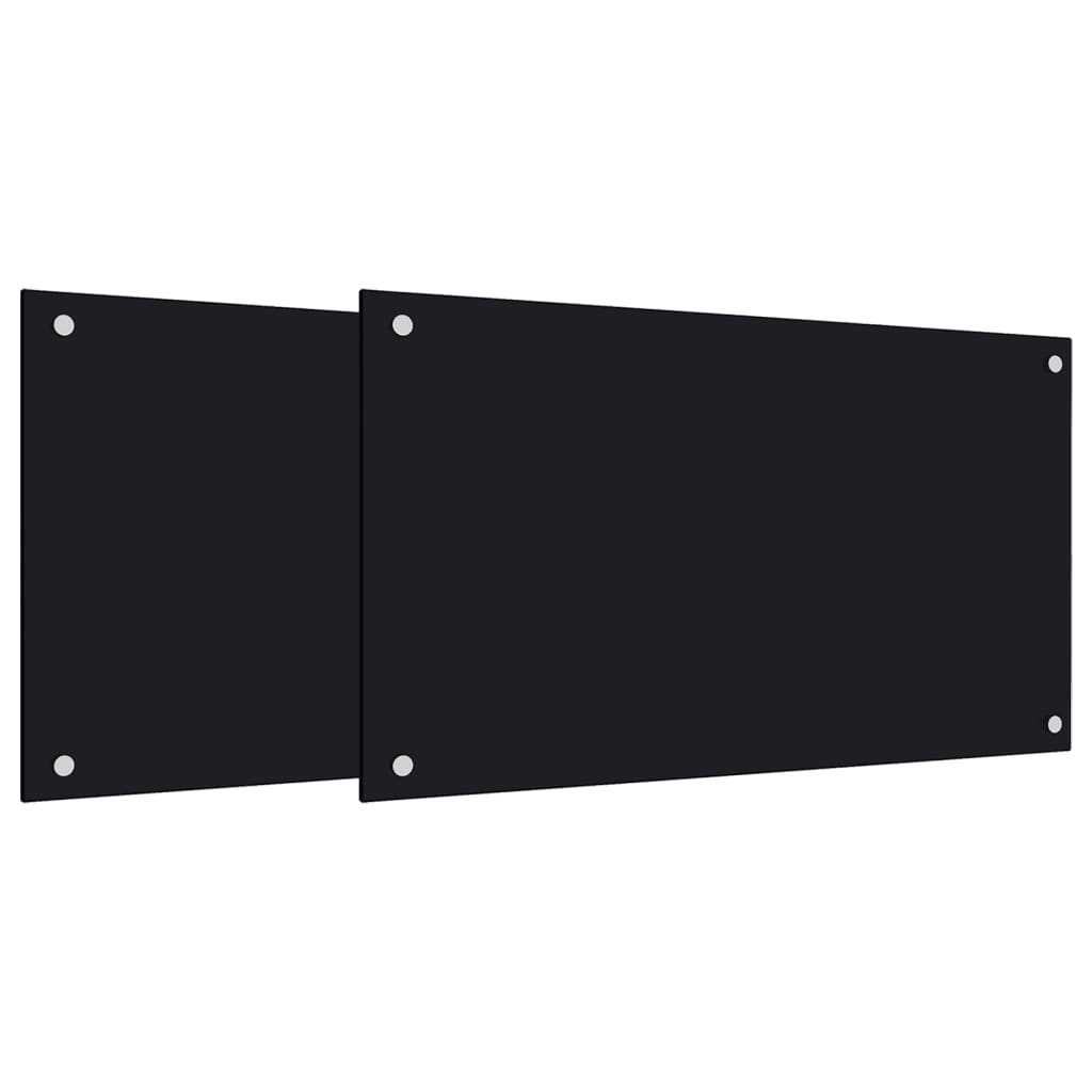 vidaXL Dosserets de cuisine 2 pcs noir 70x50 cm verre trempé