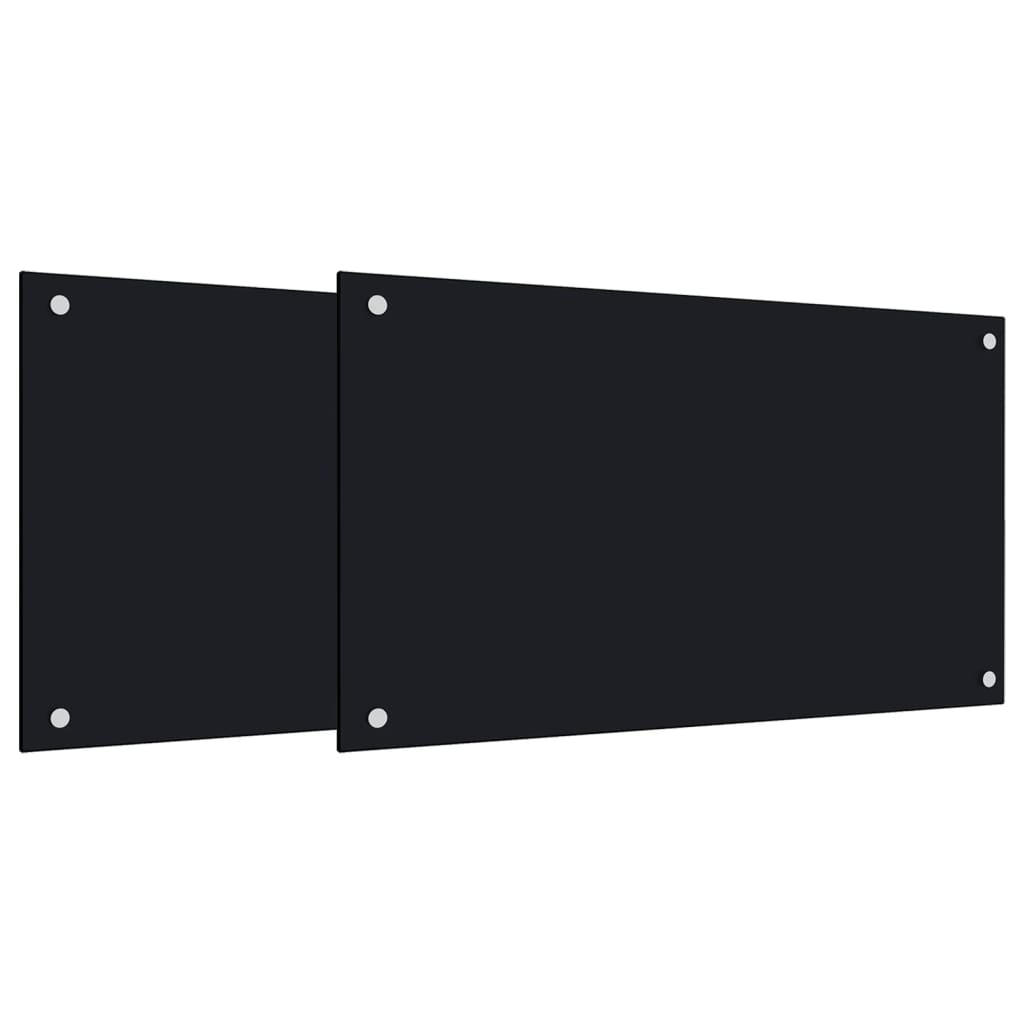 vidaXL Dosserets de cuisine 2 pcs noir 70x60 cm verre trempé