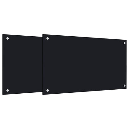 vidaXL Dosserets de cuisine 2 pcs noir 70x60 cm verre trempé