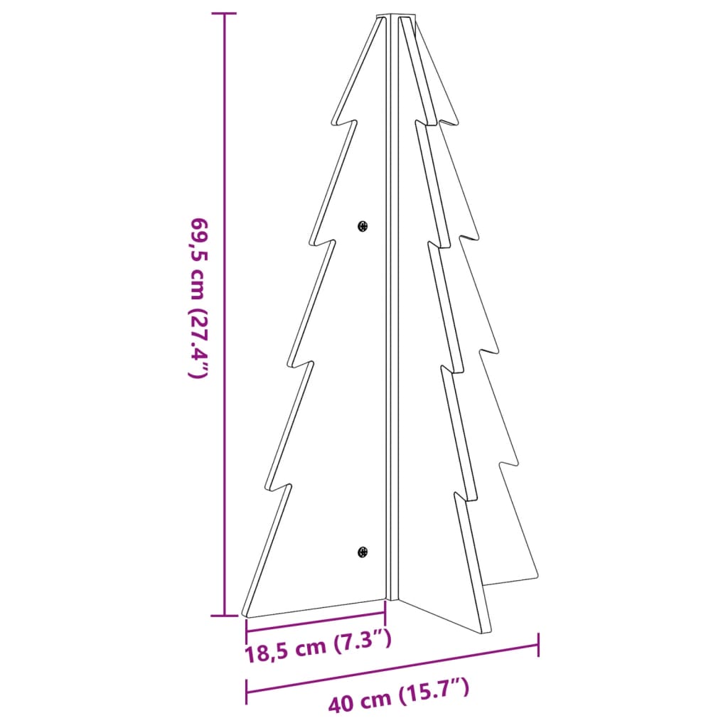 vidaXL Arbre de Noël en bois pour décoration 69,5cm bois massif de pin
