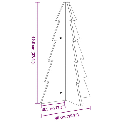 vidaXL Arbre de Noël en bois pour décoration 69,5cm bois massif de pin