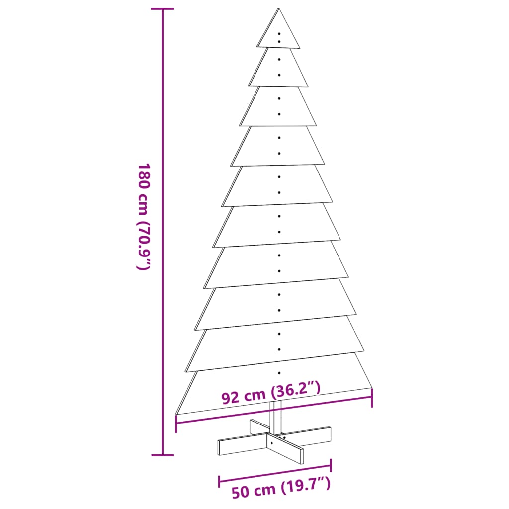 vidaXL Arbre de Noël en bois pour décoration 180 cm bois massif de pin