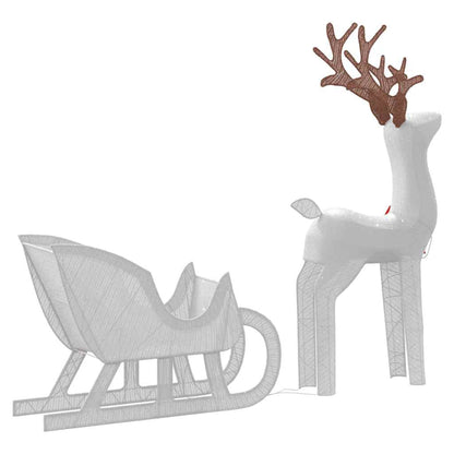 vidaXL Décoration de Noël renne et traîneau 100 LED blanc froid