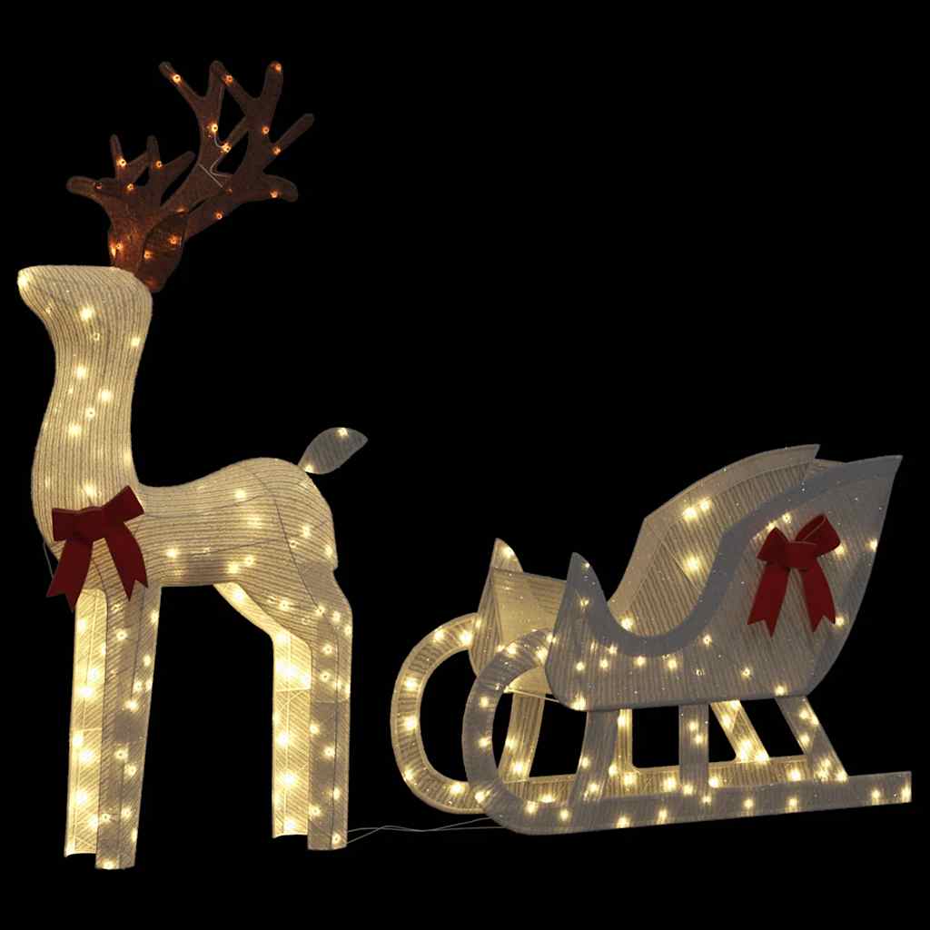 vidaXL Décoration de Noël renne et traîneau 100 LED blanc froid