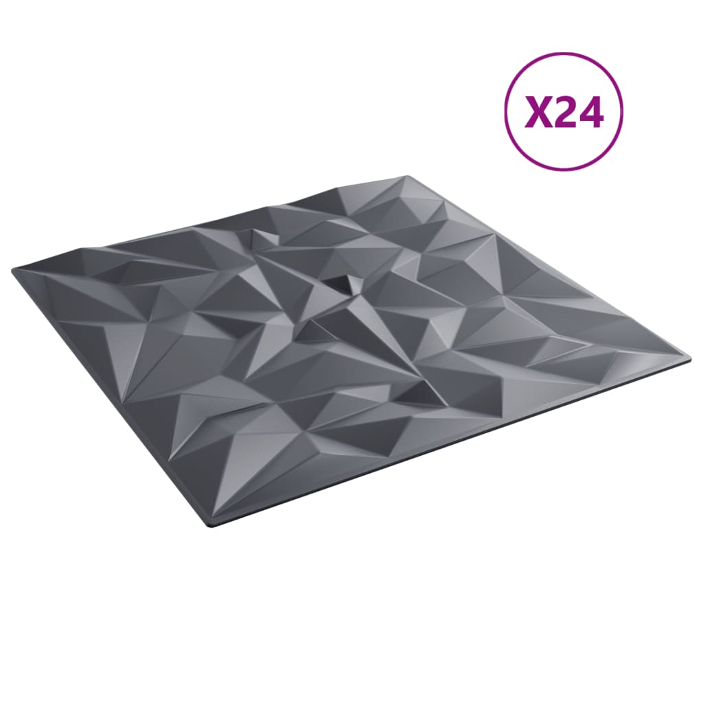 vidaXL Panneaux muraux 24 pcs gris 50x50 cm XPS 6 m² améthyste