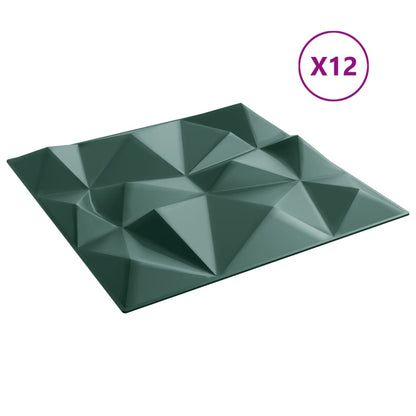 vidaXL Panneaux muraux 12 pcs vert 50x50 cm XPS 3 m² losange