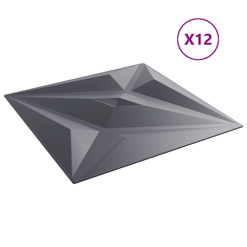vidaXL Panneaux muraux 12 pcs gris 50x50 cm XPS 3 m² étoile