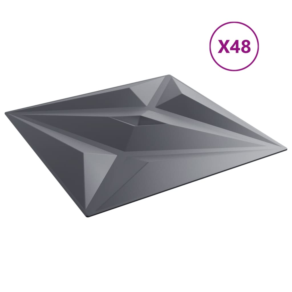vidaXL Panneaux muraux 48 pcs gris 50x50 cm XPS 12 m² étoile