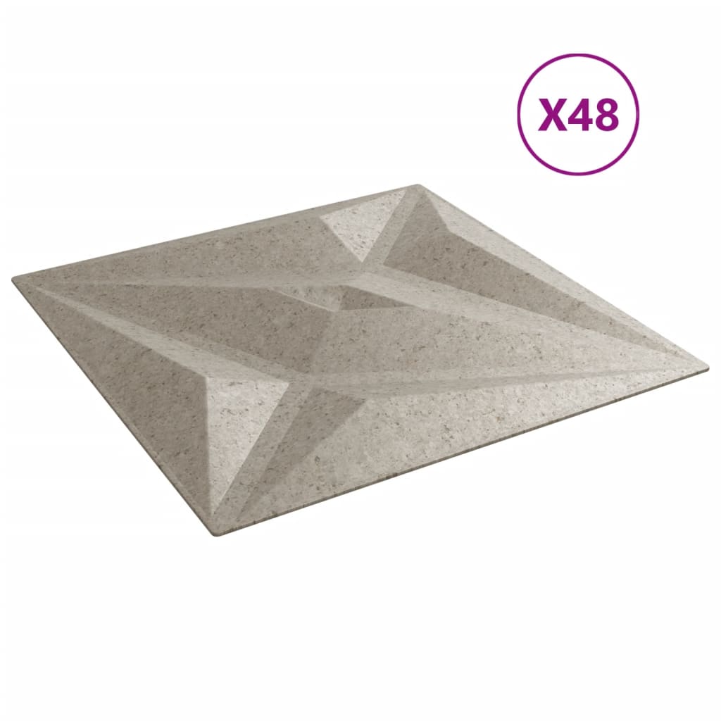 vidaXL Panneaux muraux 48 pcs béton 50x50 cm XPS 12 m² étoile