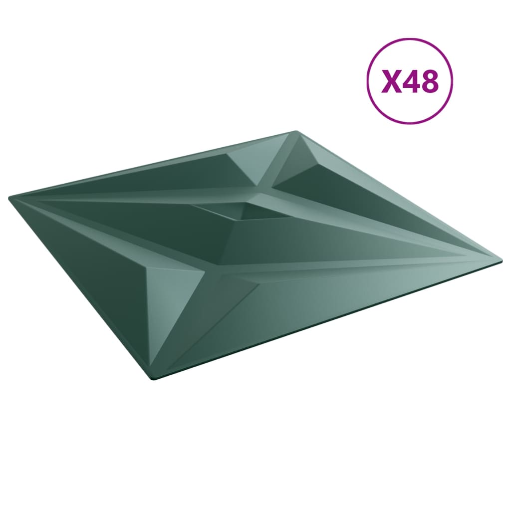 vidaXL Panneaux muraux 48 pcs vert 50x50 cm XPS 12 m² étoile
