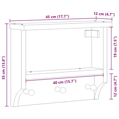 vidaXL Porte-manteau mural SANDNES 45x12x35 cm bois massif pin